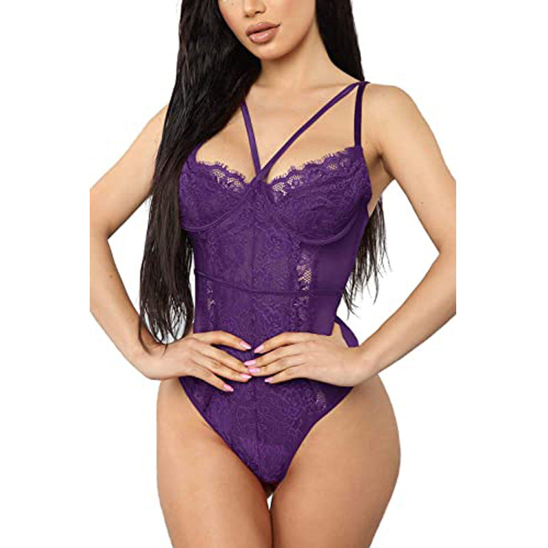 Thin Non-steel Ring Jacquard Sexy Jumpsuit