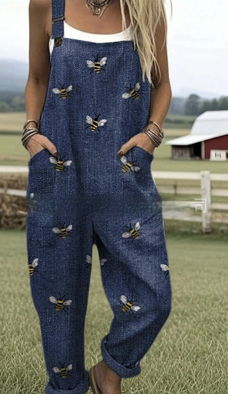 3D Digital Printing Women's Fashion Floral Jumpsuit With Pockets