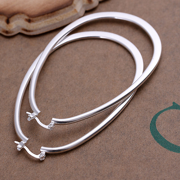 925 Silver Plated Hoop Earrings Female Big Ear Hoop
