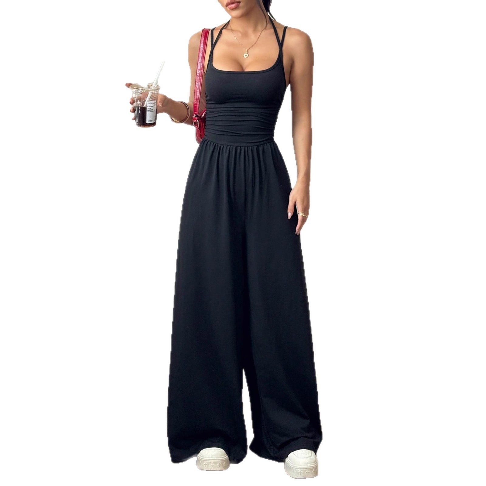 Black Camisole Waist Wide Leg Jumpsuit