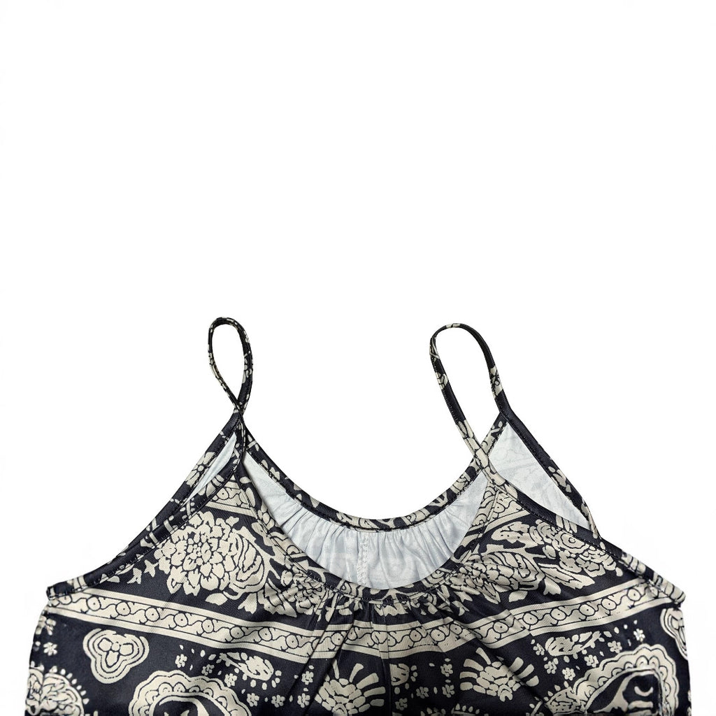 Paisley Pattern Women's Sling Jumpsuit Wide Leg Jumpsuit