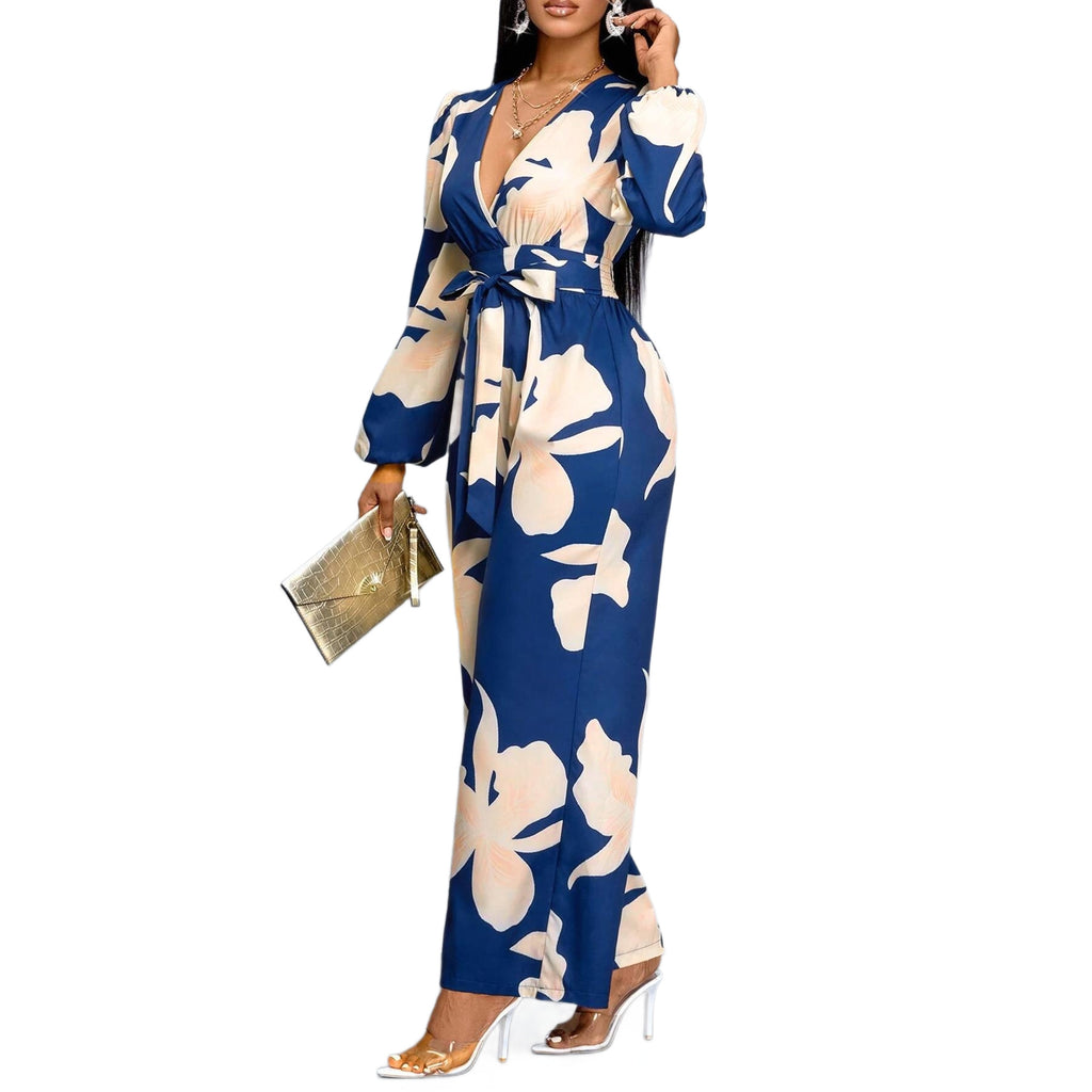 Women's Printed Long Sleeve Jumpsuit Suit