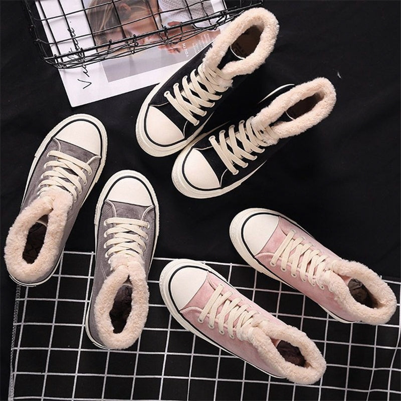 Canvas Shoes Women's Plush Cotton-padded Warm-keeping Cotton Shoes