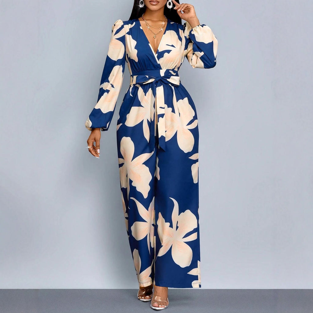 Women's Printed Long Sleeve Jumpsuit Suit