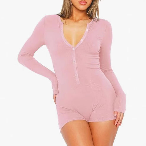 Autumn New Women's Tight Jumpsuit Shorts Casual