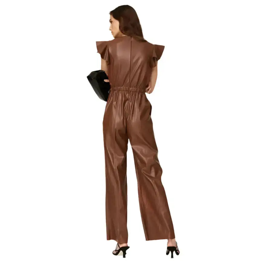 Women’s Brown Sheepskin Leather Jumpsuit