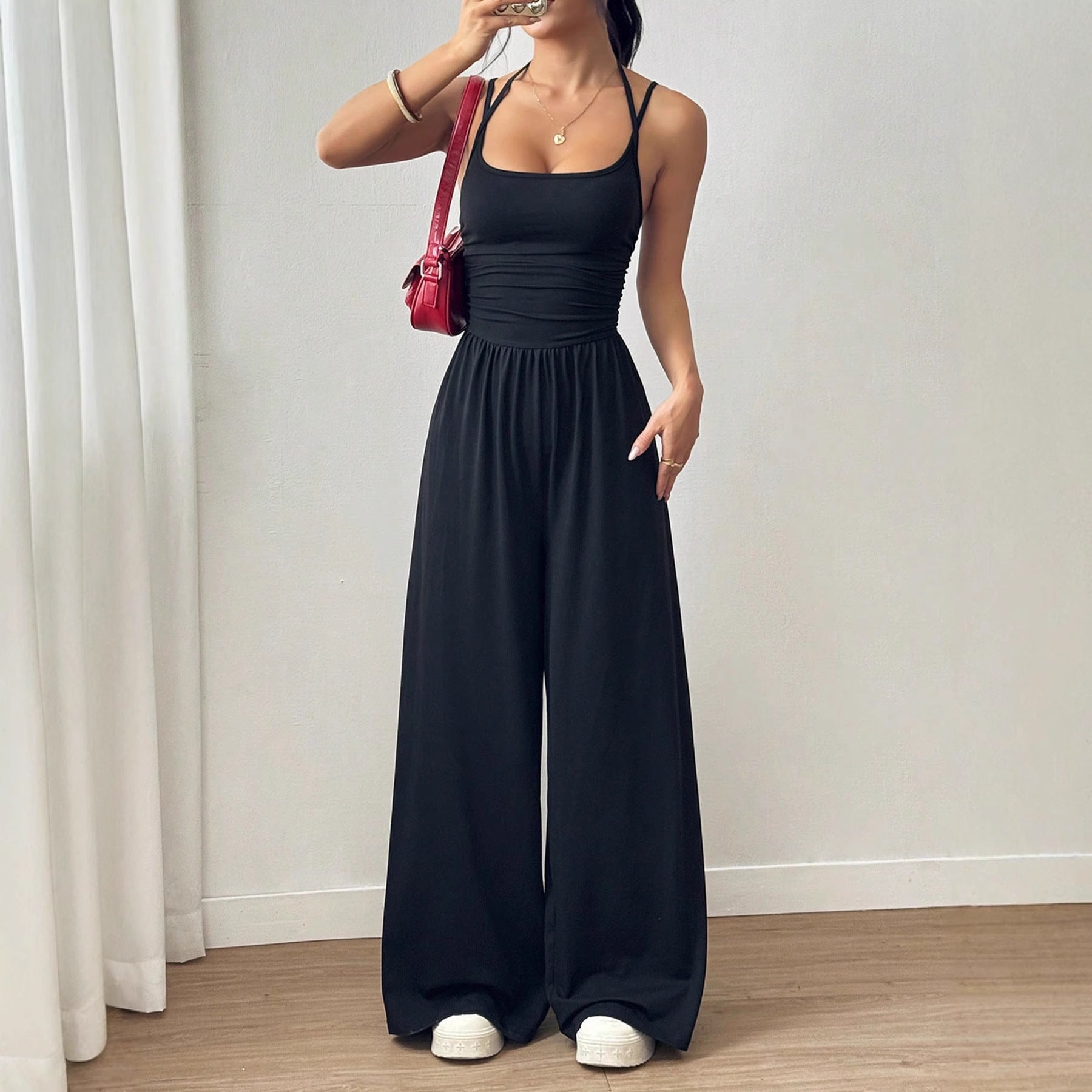 Black Camisole Waist Wide Leg Jumpsuit
