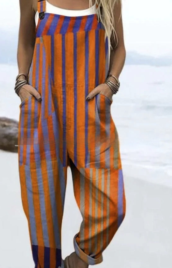 3D Digital Printing Women's Fashion Floral Jumpsuit With Pockets